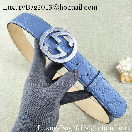Gucci 38mm Leather Belt GG57099 Blue