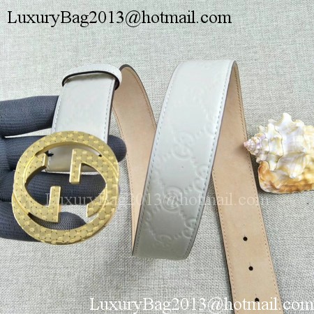 Gucci 38mm Leather Belt GG57099 OffWhite