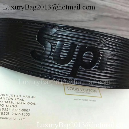 Louis Vuitton SPREME 40mm Black Epi Leather Belt M5897 Silver Louis Vuitton SPREME 40mm Black Epi Leather Belt M5897 Silver
