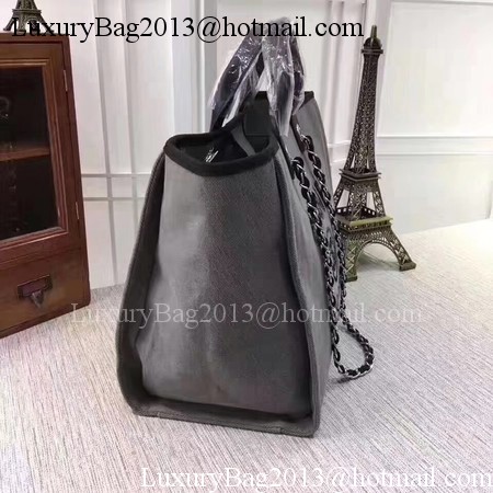 Chanel Canvas Tote Shopping Bag A68046 Grey