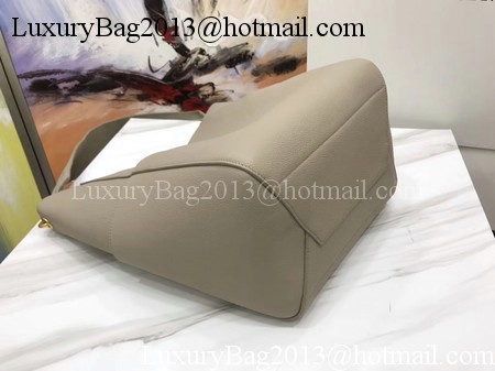 CELINE Sangle Seau Bag in Litchi Leather C3371 Apricot