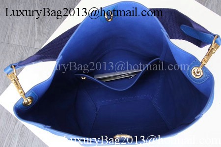 CELINE Sangle Seau Bag in Litchi Leather C3371 Blue