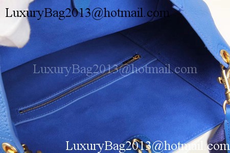 CELINE Sangle Seau Bag in Litchi Leather C3371 Blue
