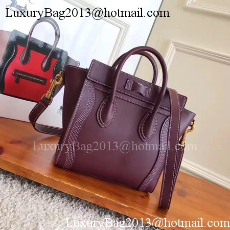 Celine Luggage Nano Tote Bag Original Leather CC3560 Wine