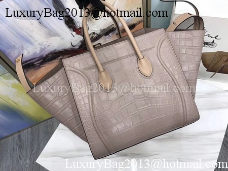 Celine Luggage Phantom Tote Bag Croco Leather CT3372 Apricot