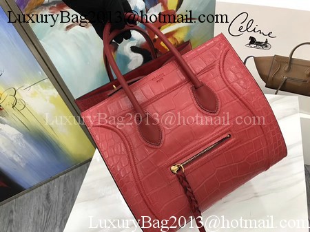 Celine Luggage Phantom Tote Bag Croco Leather CT3372 Red