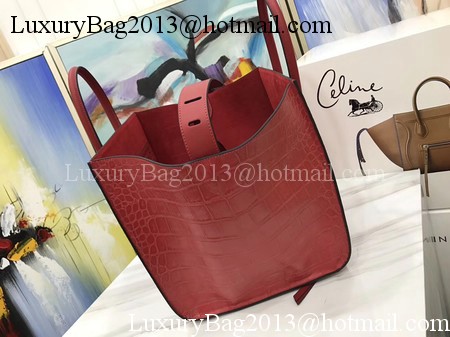 Celine Luggage Phantom Tote Bag Croco Leather CT3372 Red