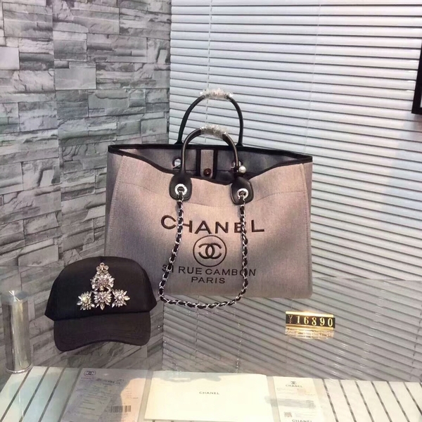 Chanel Large Canvas Tote Shopping Bag CNA1679 Grey