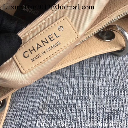 Chanel LE Boy Grand Shopping Tote Bag GST Apricot Cannage Pattern A50995 Silver