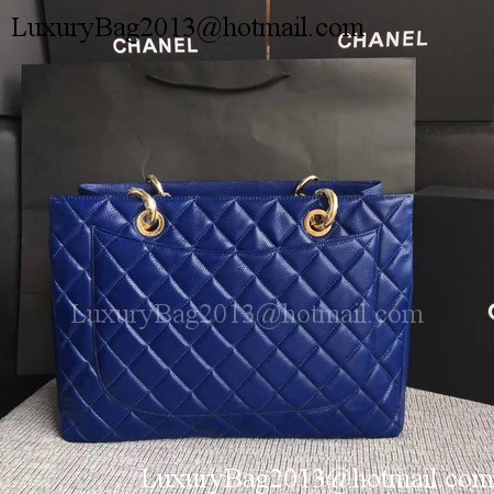 Chanel LE Boy Grand Shopping Tote Bag GST Blue Cannage Pattern A50995 Gold