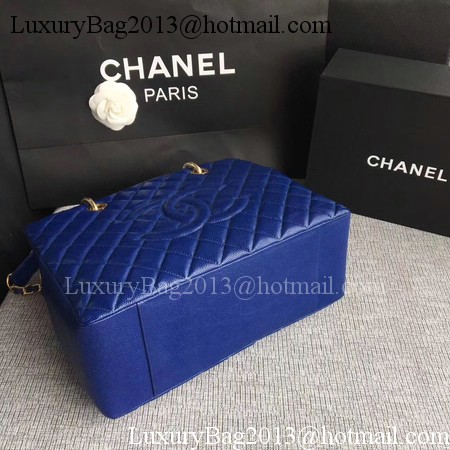 Chanel LE Boy Grand Shopping Tote Bag GST Blue Cannage Pattern A50995 Gold