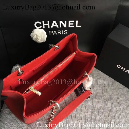 Chanel LE Boy Grand Shopping Tote Bag GST Red Cannage Pattern A50995 Silver