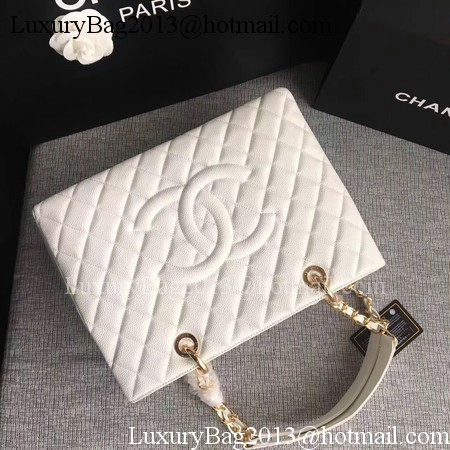 Chanel LE Boy Grand Shopping Tote Bag GST White Cannage Pattern A50995 Gold
