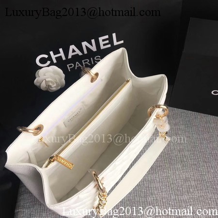 Chanel LE Boy Grand Shopping Tote Bag GST White Cannage Pattern A50995 Gold
