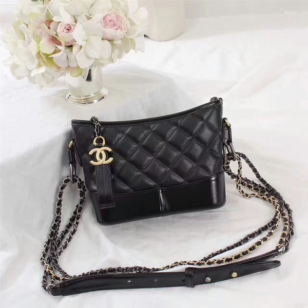 Chanel Gabrielle Calfskin Leather Shoulder Bag 8122A Black