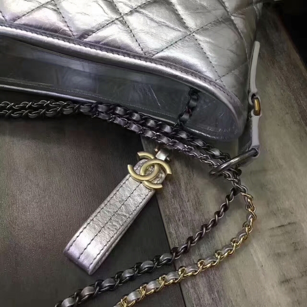 Chanel Gabrielle Calfskin Leather Shoulder Bag 8122A Silver
