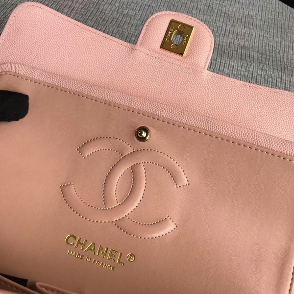 Chanel Flap Shoulder Bags Pink Original Calfskin Leather CF1112 Gold