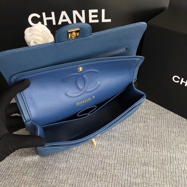 Chanel Flap Shoulder Bags Blue Original Calfskin Leather CF1112 Gold