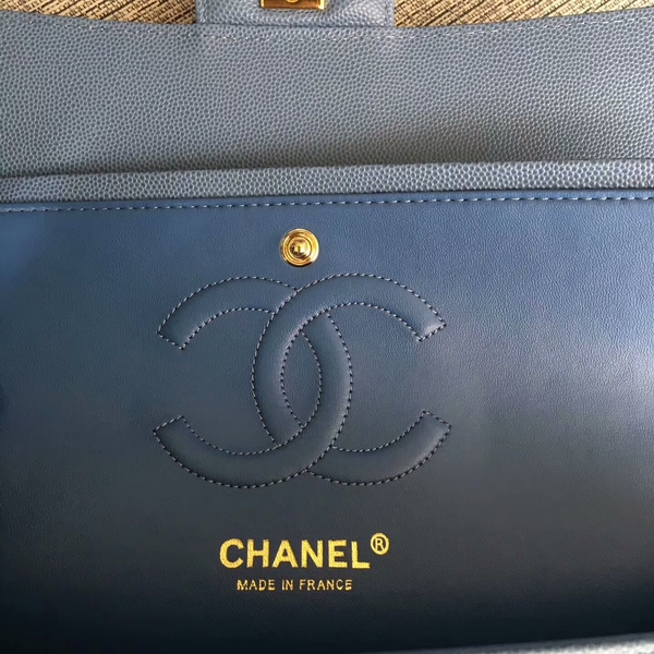 Chanel Flap Shoulder Bags Skyblue Original Calfskin Leather CF1112 Gold