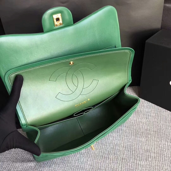 Chanel Flap Shoulder Bags Green Original Lambskin Leather CF1113 Glod Chanel Flap Shoulder Bags Green Original Lambskin Leather CF1113 Glod