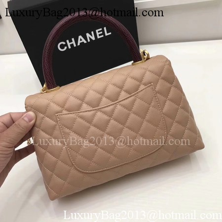 Chanel Classic Red Top Handle Bag Apricot Original Leather A92991 Gold
