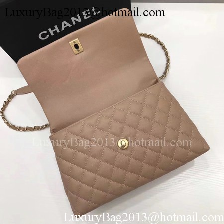Chanel Classic Top Handle Bag Apricot Original Leather A92991 Gold
