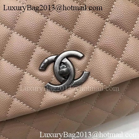 Chanel Classic Top Handle Bag Apricot Original Leather A92991 Silver