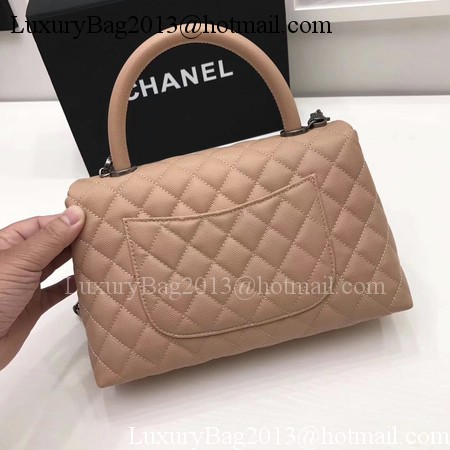 Chanel Classic Top Handle Bag Apricot Original Leather A92991 Silver
