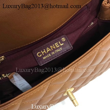 Chanel Classic Top Handle Bag Brown Original Leather A92991 Gold