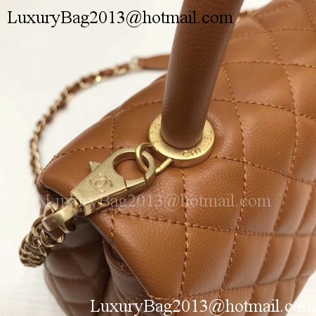 Chanel Classic Top Handle Bag Brown Original Leather A92991 Gold