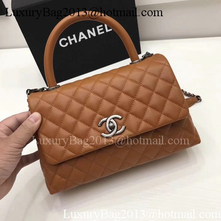 Chanel Classic Top Handle Bag Brown Original Leather A92991 Silver