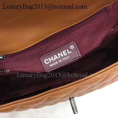 Chanel Classic Top Handle Bag Brown Original Leather A92991 Silver
