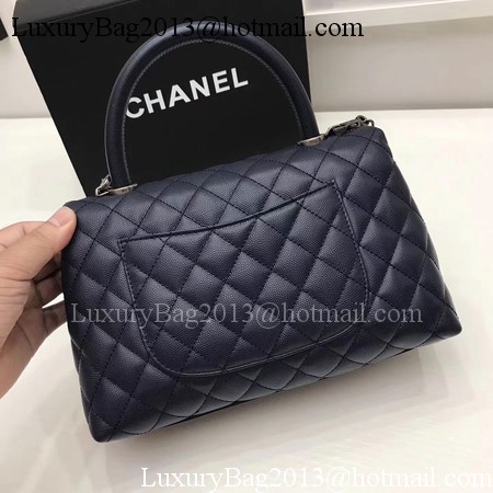 Chanel Classic Top Handle Bag Royal Original Leather A92991 Silver