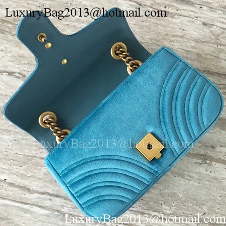 Gucci GG Marmont Chevron Velvet mini Bag 446744 Blue