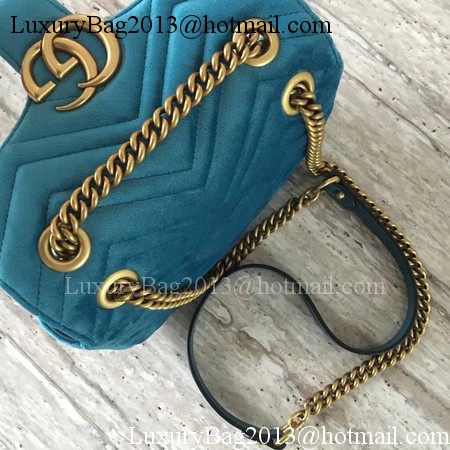 Gucci GG Marmont Chevron Velvet mini Bag 446744 Blue