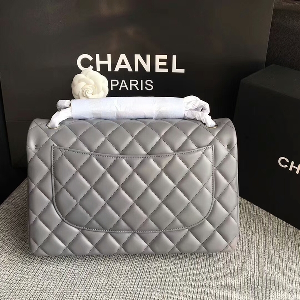 Chanel Flap Shoulder Bags Grey Original Lambskin Leather CF1113 Silver