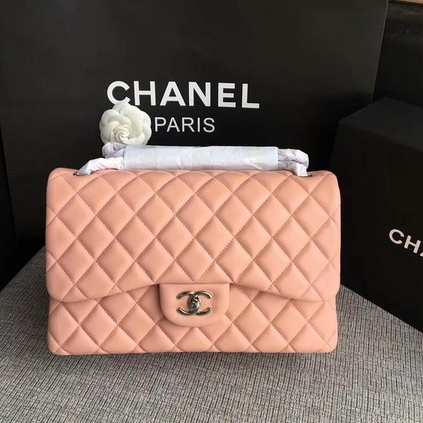 Chanel Flap Shoulder Bags Light Pink Original Lambskin Leather CF1113 Silver
