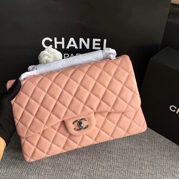 Chanel Flap Shoulder Bags Light Pink Original Lambskin Leather CF1113 Silver Chanel Flap Shoulder Bags Light Pink Original Lambskin Leather CF1113 Silver