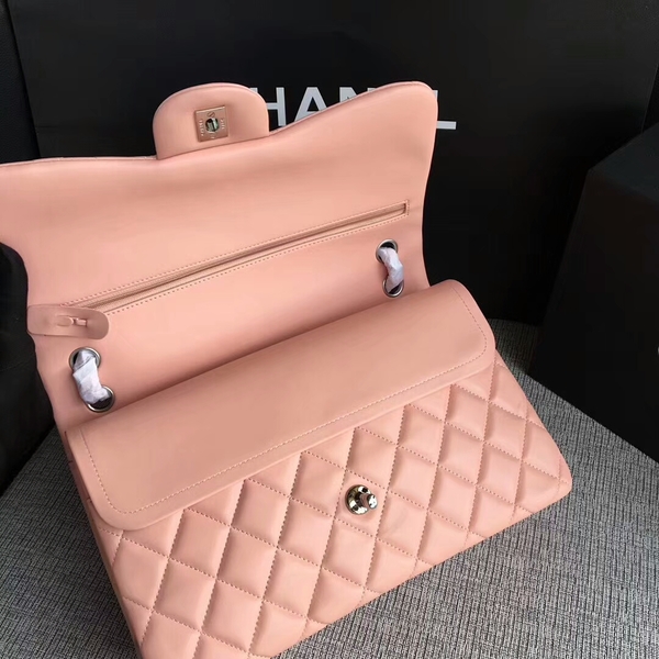 Chanel Flap Shoulder Bags Light Pink Original Lambskin Leather CF1113 Silver Chanel Flap Shoulder Bags Light Pink Original Lambskin Leather CF1113 Silver