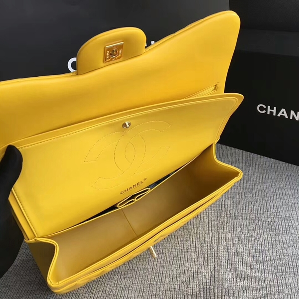 Chanel Flap Shoulder Bags Yellow Original Lambskin Leather CF1113 Glod