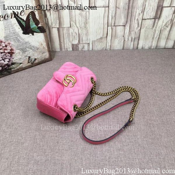 Gucci GG Marmont Embroidered Velvet mini Bag 446744T Pink