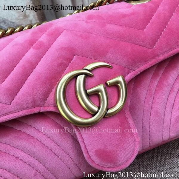 Gucci GG Marmont Embroidered Velvet mini Bag 446744T Pink