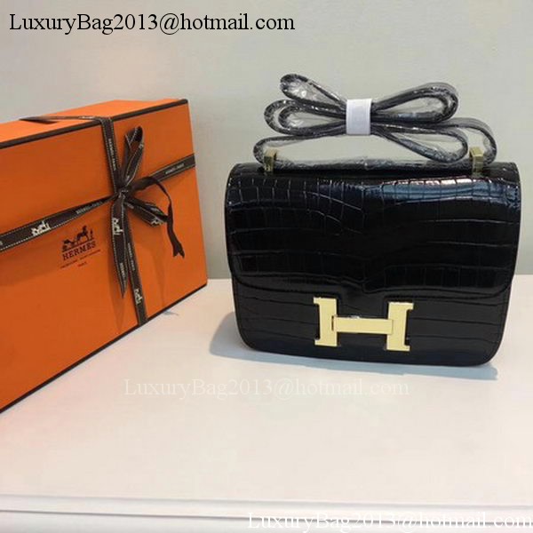 Hermes Constance Bag Croco Leather H9978C Black