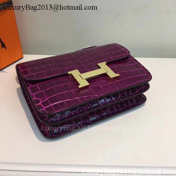 Hermes Constance Bag Croco Leather H9978C Purple