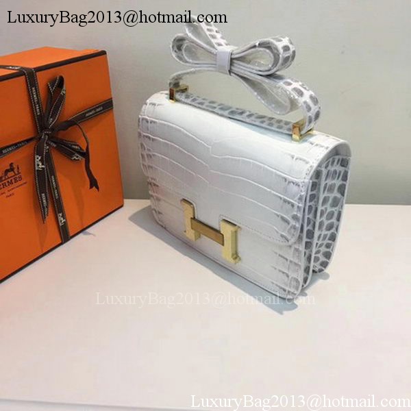 Hermes Constance Bag Croco Leather H9978C White