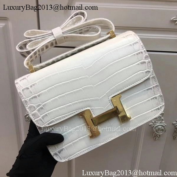 Hermes Constance Bag Croco Leather H9978C White