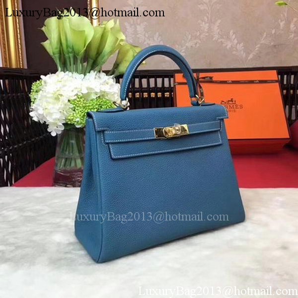 Hermes Kelly 32cm Shoulder Bag TOGO Leather KY32 Blue
