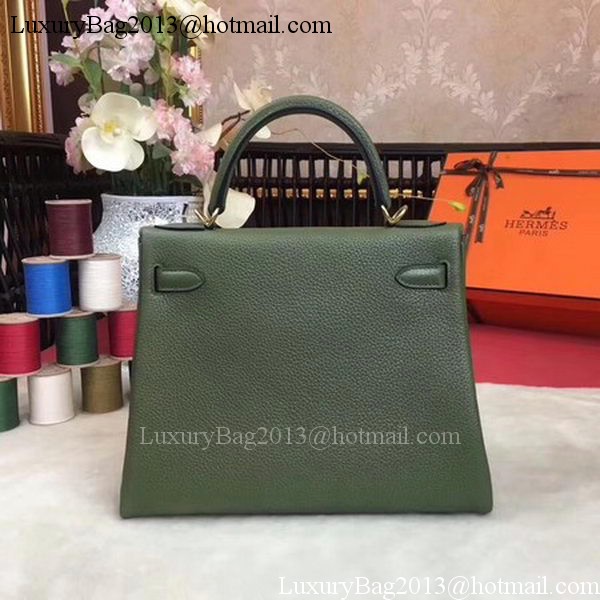 Hermes Kelly 32cm Shoulder Bag TOGO Leather KY32 Green