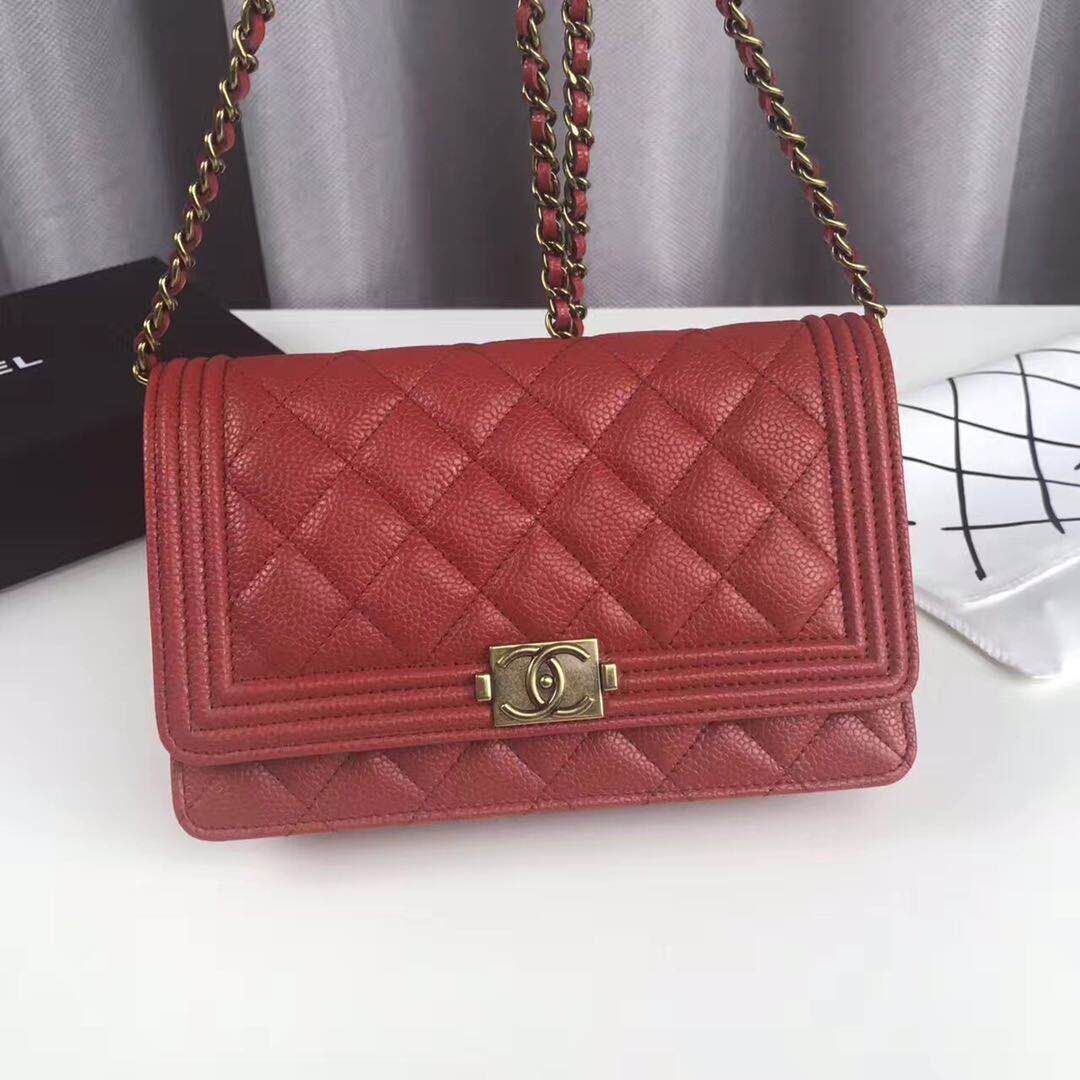Boy Chanel Top Handle Flap Bag Original Sheepskin Leather CHA6039 Red