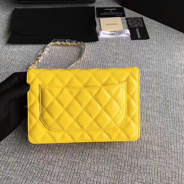 Chanel WOC Flap Bag Patent Leather A33814C Yellow